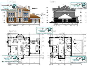 نقشه های کامل ویلا ی دوبلکس به صورت اتوکد dwg / پلان ویلای دوبلکس / پلان ویلای کلاسیک / villa plan / villa .dwg 