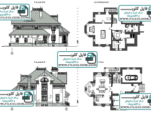 دانلود نقشه ویلا به صورت اتوکد dwg / پلان ویلا / پلان خانه باغ / طراحی ویلا / villa