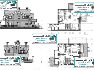 دانلود نقشه ویلای کلاسیک سه طبقه به صورت اتوکد dwg / پلان ویلایی / پلان ویلای تریبلکس 